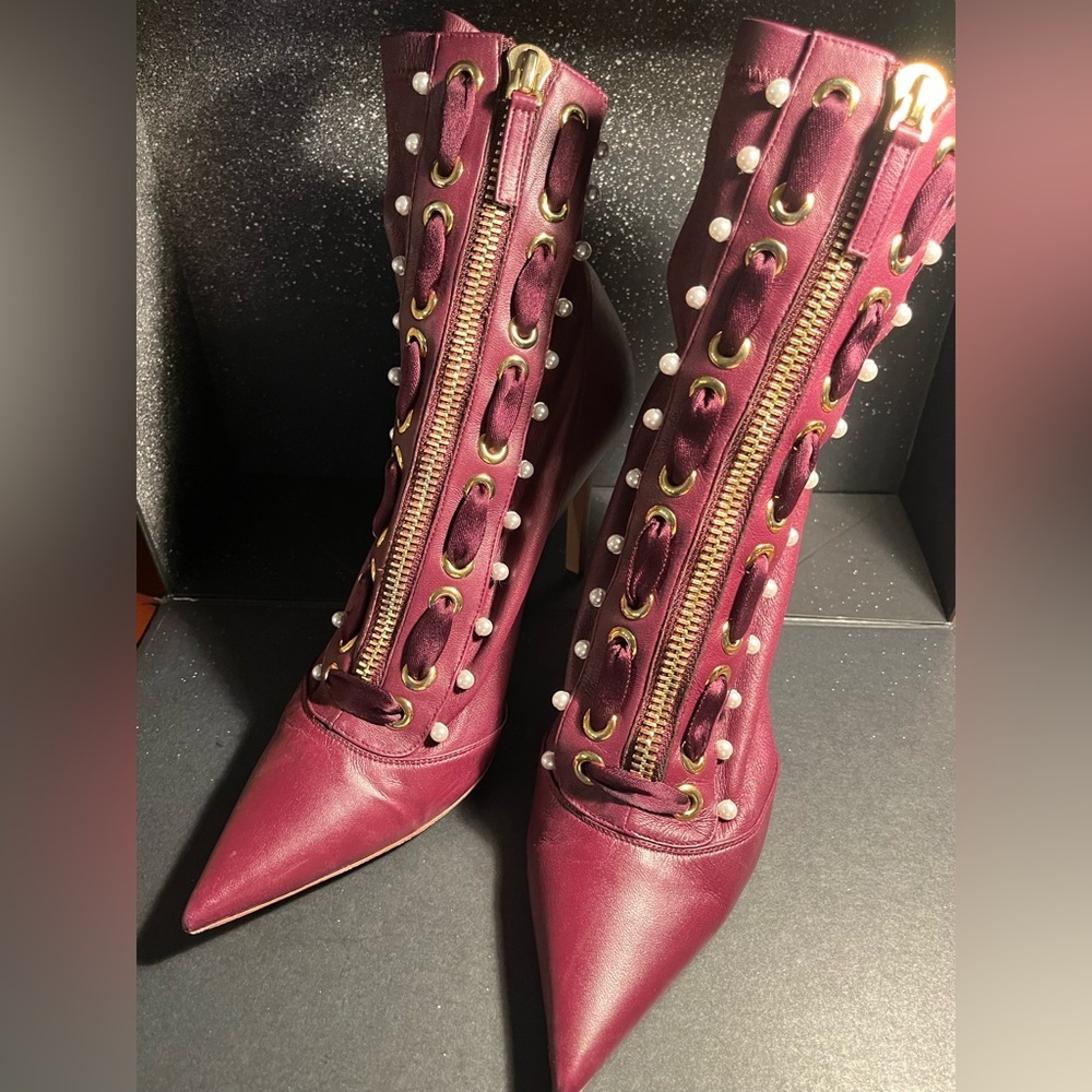 ALTUZARRA  Burgundy Women's Leather Ankle boots ! Size 39 1/2